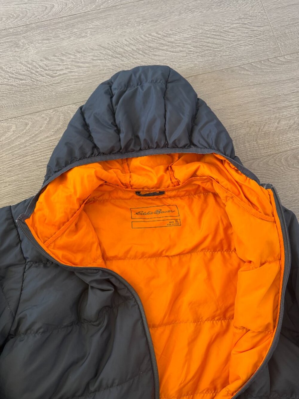 Eddie Bauer EB650 Hooded Down Puffer Jacket Black Orange Men’s XL - Picture 6 of 11